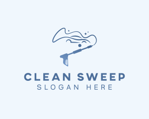 Blue Cleaning Power Washer logo design