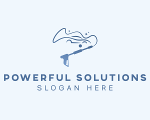 Blue Cleaning Power Washer logo design