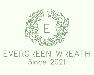 Botanical Wedding Wreath logo design