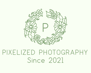 Botanical Wedding Wreath logo design