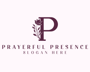 Floral Wellness Letter P logo design