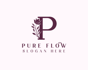 Floral Wellness Letter P logo design