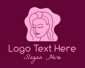 Woman Outline Hairstylist logo