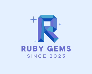 Shiny Gem Letter R logo design