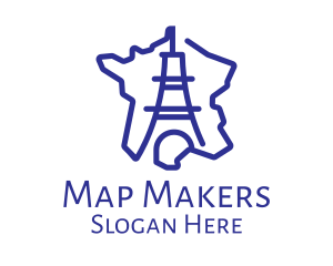 Stroke Eiffel Tower Geography logo design