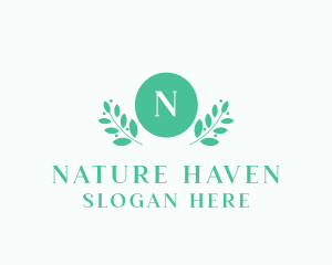 Natural Leaf Organic Wreath logo design