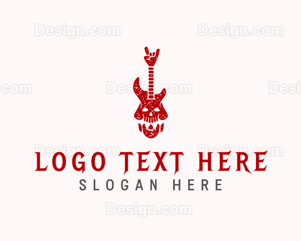 Metal Band Skull Guitar Logo