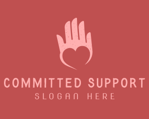 Pink Heart Hand Support logo design