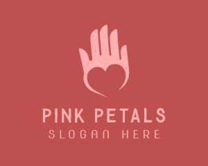 Pink Heart Hand Support logo design