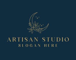 Floral Crescent Moon logo design