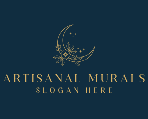 Floral Crescent Moon logo design