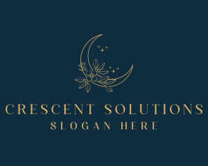 Floral Crescent Moon logo design