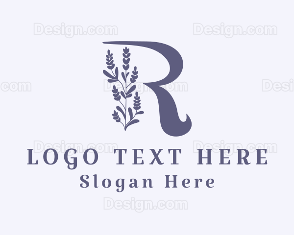 Lavender Plant Letter R Logo