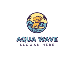 Surfing Puppy Cartoon logo design