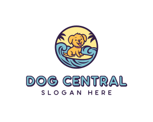 Surfing Puppy Cartoon logo design