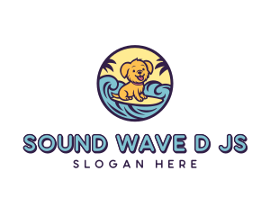 Surfing Puppy Cartoon logo design