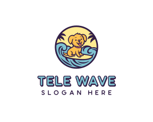 Surfing Puppy Cartoon logo design