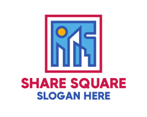 Geometric City Building Square  logo design