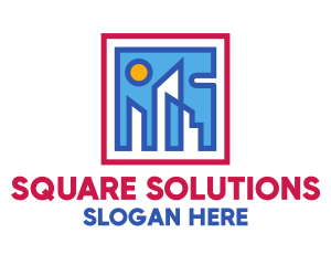 Geometric City Building Square  logo design