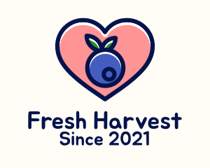 Blueberry Fruit Love logo design