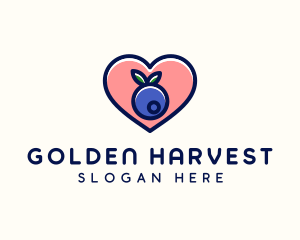 Blueberry Fruit Heart logo design