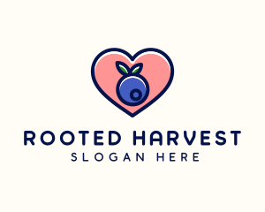 Blueberry Fruit Heart logo design