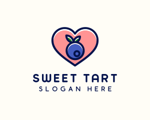 Blueberry Fruit Heart logo design