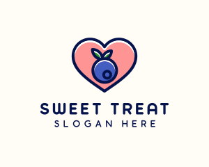 Blueberry Fruit Heart logo design