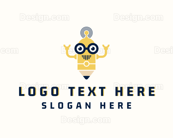 Educational Pencil Robot Logo