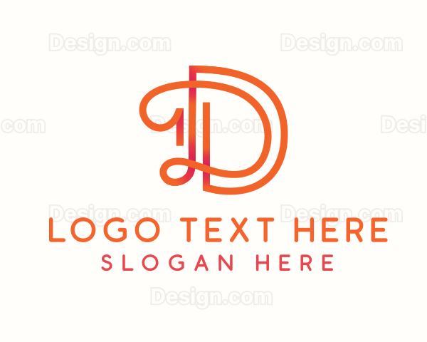 Gradient Retro Letter D Logo