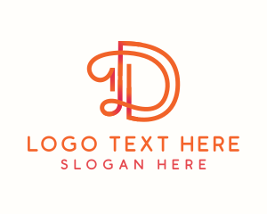 Gradient Retro Letter D logo