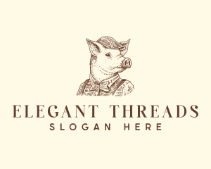 Elegant Gentleman Pig logo
