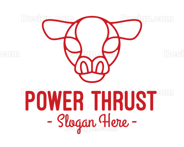 Red Cow Head Outline Logo