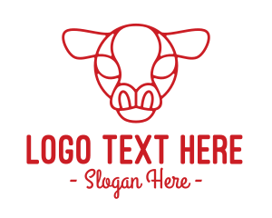 Red Cow Head Outline logo