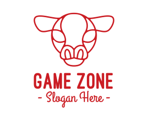 Red Cow Head Outline logo