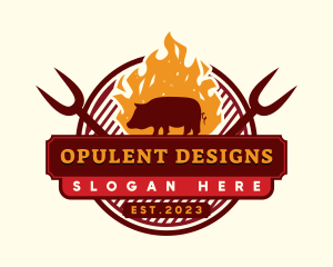 Pork Grilling Barbecue logo design