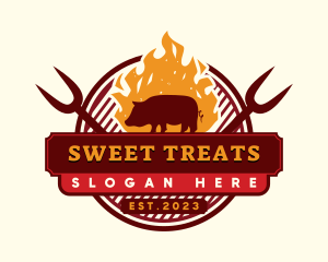 Pork Grilling Barbecue logo design