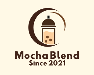 Milk Tea Drink Circle  logo design