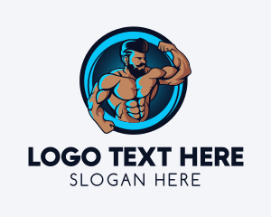 Bodybuilding Neon Fitness Gym logo