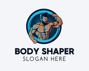 Bodybuilding Neon Fitness Gym logo design