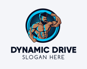 Bodybuilding Neon Fitness Gym logo