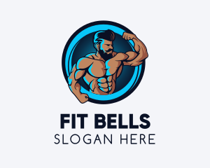 Bodybuilding Neon Fitness Gym logo design