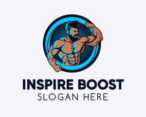 Bodybuilding Neon Fitness Gym logo