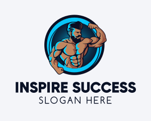 Bodybuilding Neon Fitness Gym logo