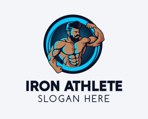 Bodybuilding Neon Fitness Gym logo