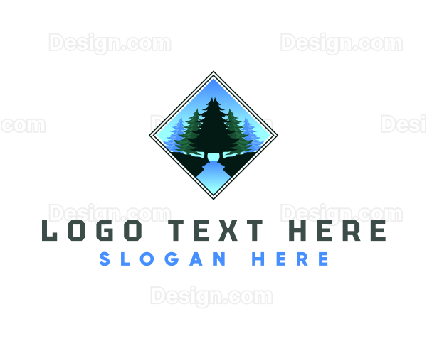 Pine Tree Forest Scenery Logo