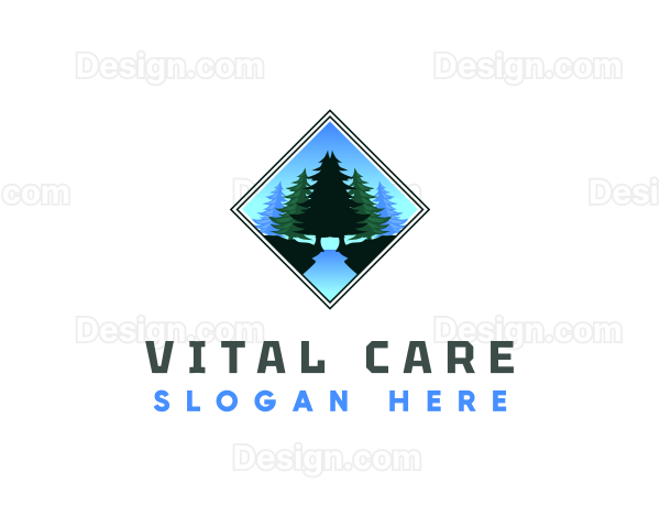 Pine Tree Forest Scenery Logo