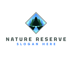 Pine Tree Forest Scenery logo design