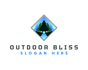 Pine Tree Forest Scenery logo design