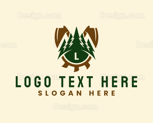 Rustic Lumberjack Woodworking Logo